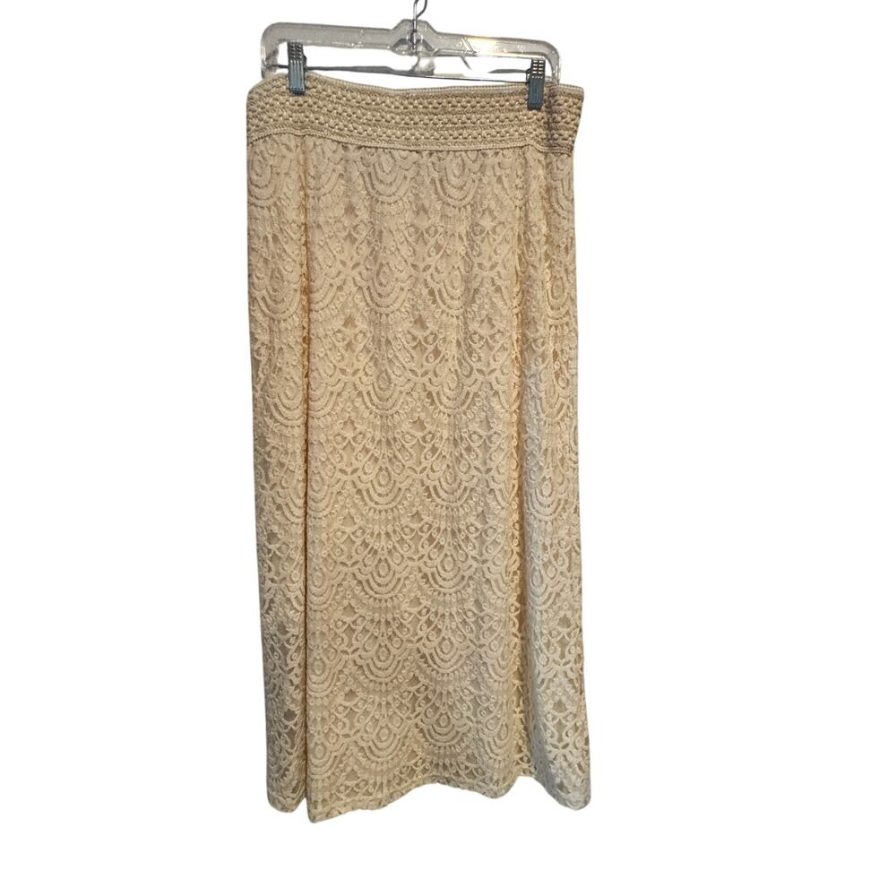 Cato Boho Hippie Festival Cottagecore Crochet Lace Maxi Skirt Women's Size L - Picture 6 of 9